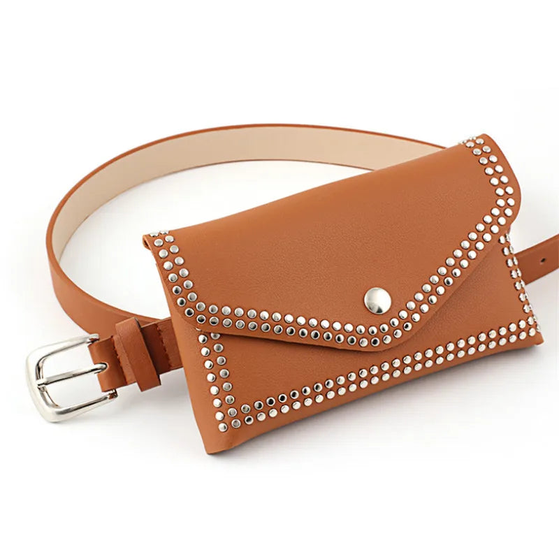 Women's Rivet Waist Bag Classic Fanny Pack Large Capacity