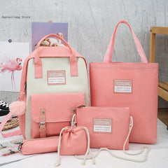 Canvas School Bag for Teen Girls Shoulder Backpack Casual