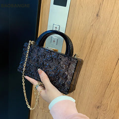 Clear Acrylic Evening Bag Top Handle Clutch Crystal Hand