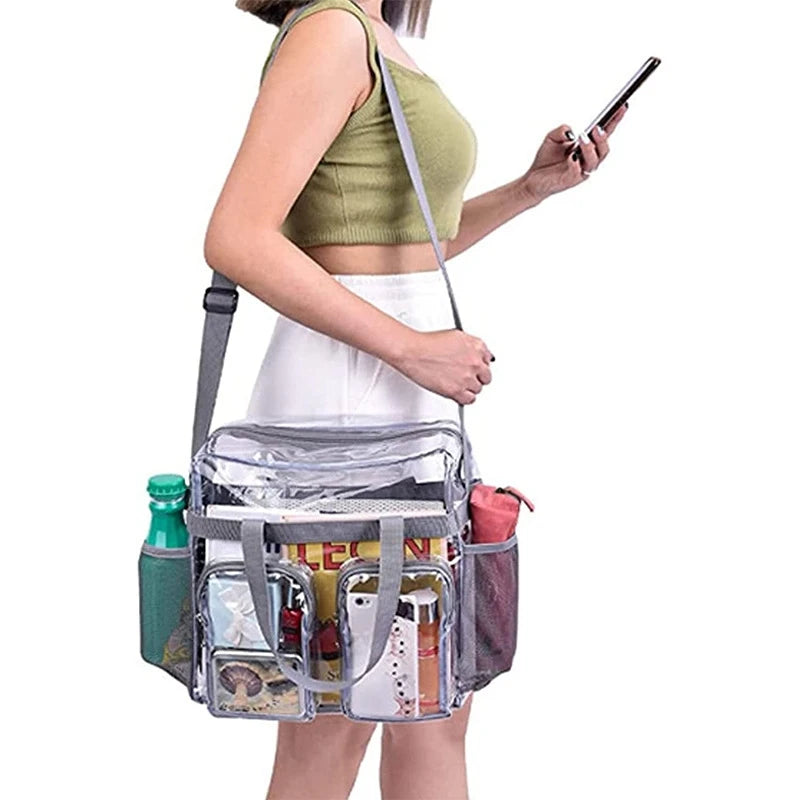 Stadium Approved Clear Large Shoulder Tote Bag with Zipper Closure