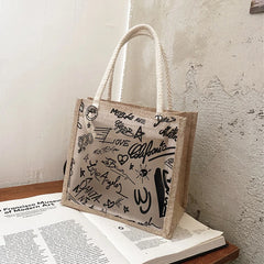 Clear Graffiti PVC Handbag Women Shoulder Beach Jelly Purse Tote Clutch