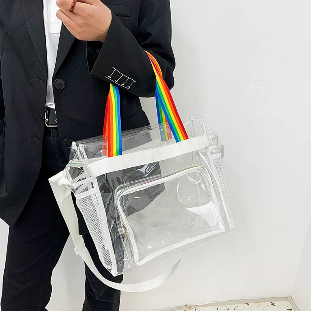 Clear PVC Shoulder Bag Women Handbag Jelly Square Bag Transparent Crossbody