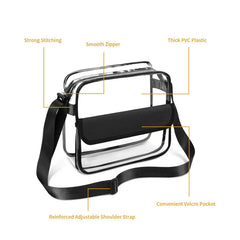 Clear Plastic Tote Bag Transparent PVC Waterproof Crossbody Handbag Shoulder Bag