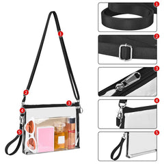 Clear Stadium Approved Bag Clear Crossbody Shoulder Bag for Concert Beach Work