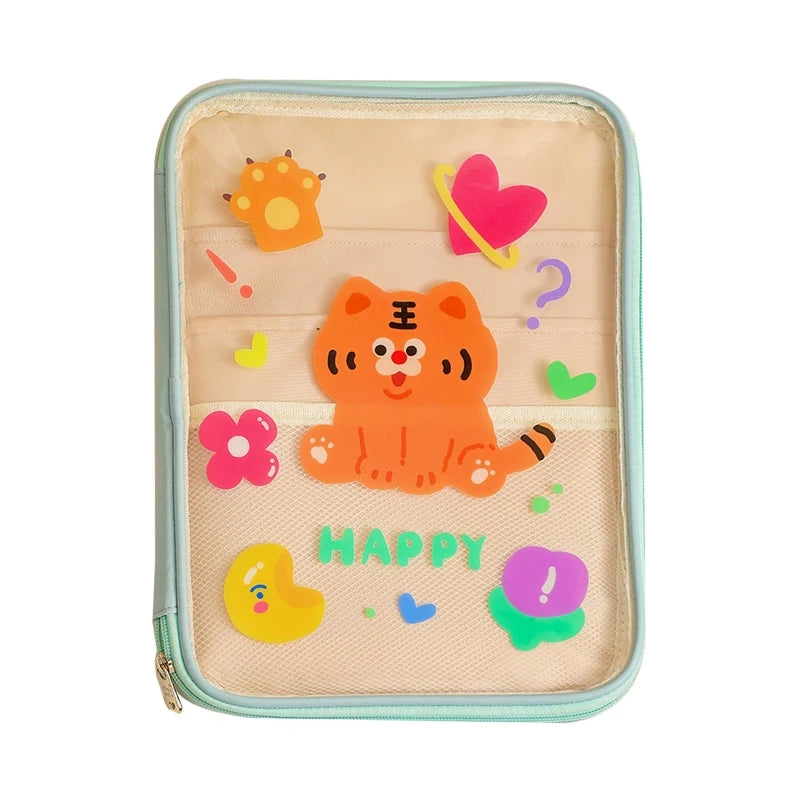 Cartoon Bear Clear Tablet Sleeve Bag with Zipper