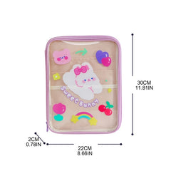 Cartoon Bear Clear Tablet Sleeve Bag with Zipper