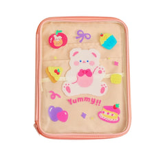 Cartoon Bear Tablet Sleeve Bag Clear PVC Storage Pouch