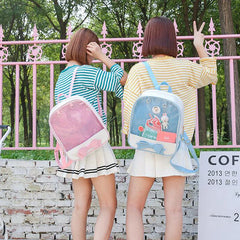 Clear Transparent Backpacks Women Harajuku Bow-knot Itabags Bags