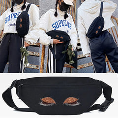 Closed Eyes Pattern Printing Waist Bag Sport Chest Bag