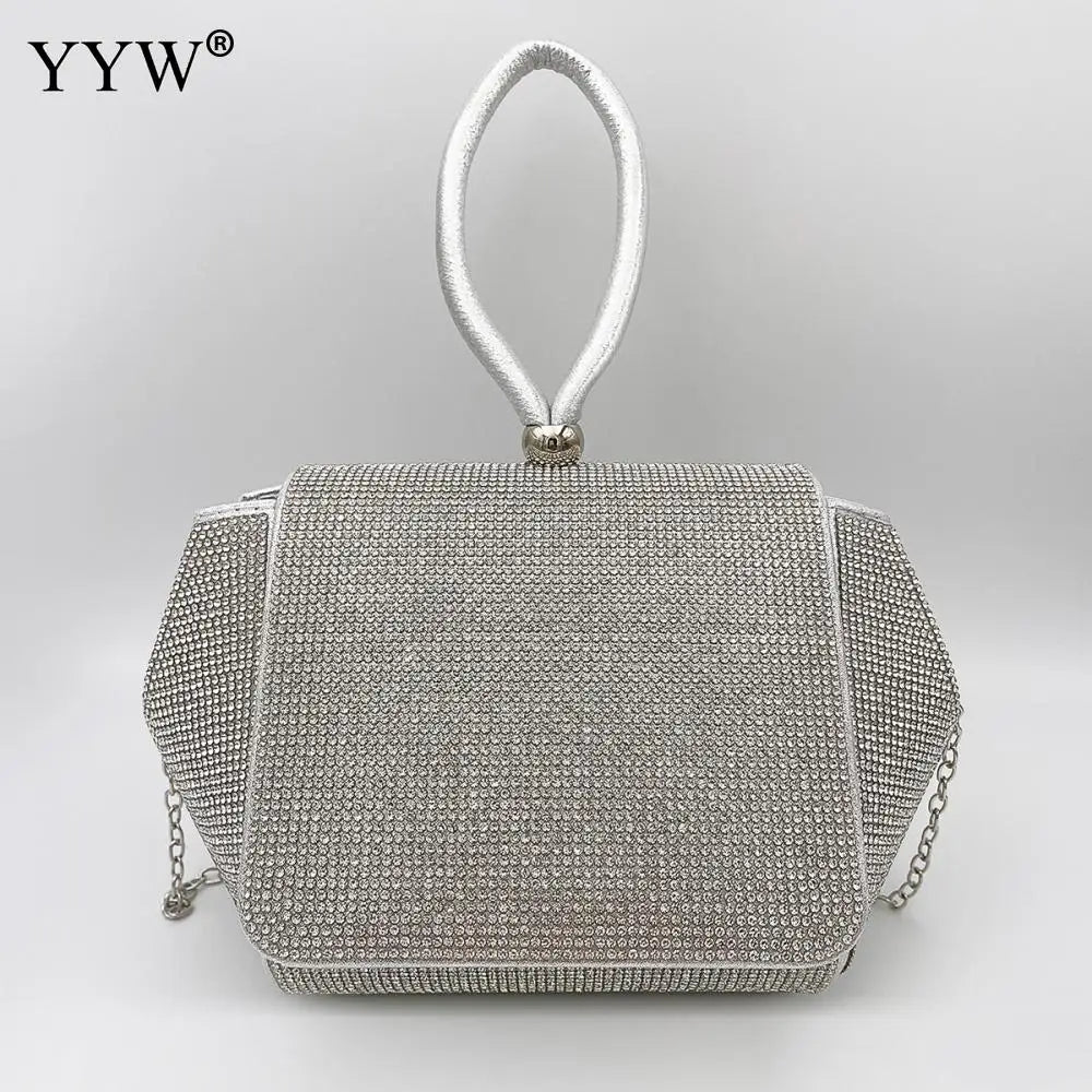 Sliver Diamonds Rhinestone Evening Handbags Clutch Purse for Wedding