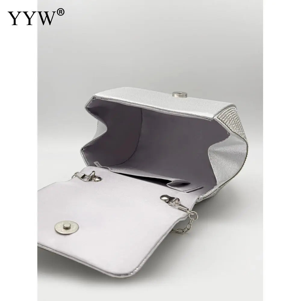Sliver Diamonds Rhinestone Evening Handbags Clutch Purse for Wedding