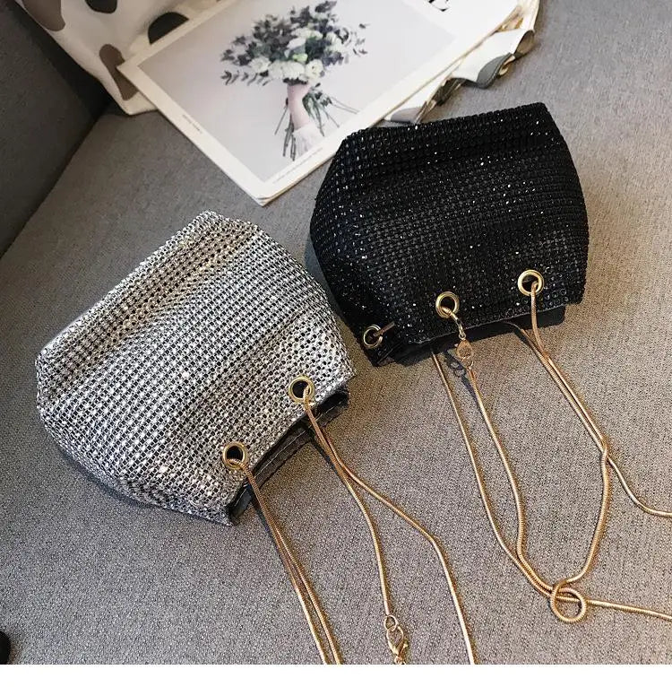 Rhinestone Chain Shoulder Bag Evening Party Wedding Purse Sliver Pouch