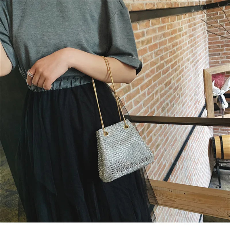 Satin Diamond Clutch Evening Bag Wedding Party Pouch Totes