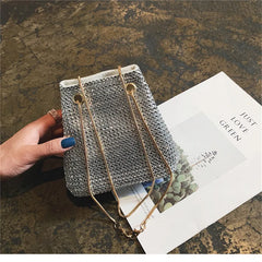 Satin Diamond Clutch Evening Bag Wedding Party Pouch Totes