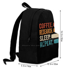 Coffee Research Sleep Repeat Teen College Student Backpack Laptop Travel Bags