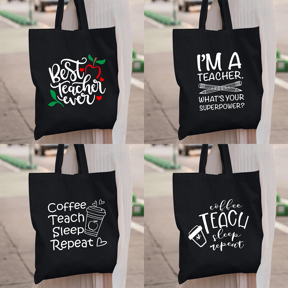 Coffee Teach Sleep Repeat Tote Bag with Shoulder Shopper