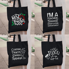 Coffee Teach Sleep Repeat Tote Bag with Shoulder Shopper