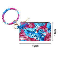 Coin Purse Bangle Handle Faux Leather Clutch Wallet