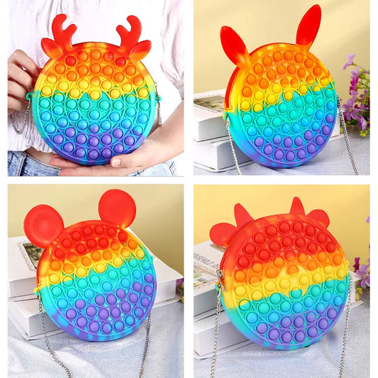 Children's Rainbow Coin Purse Hand Pressure Bubble Silicone Bag Toy