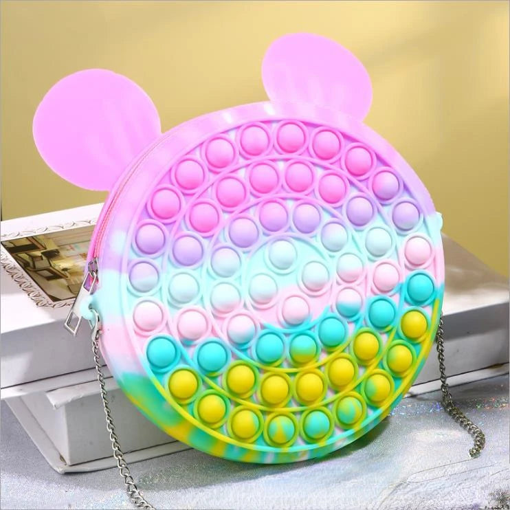 Children's Rainbow Coin Purse Hand Pressure Bubble Silicone Bag Toy