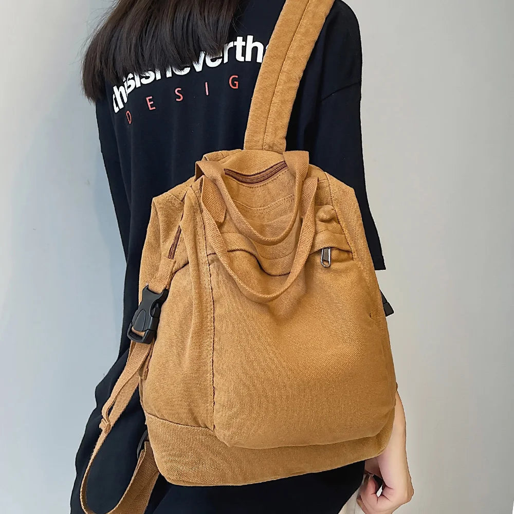 Harajuku Retro Canvas Bag Female Laptop Girl Student Backpack