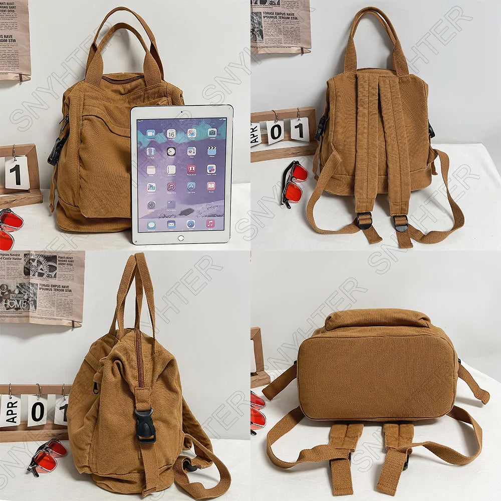 Harajuku Retro Canvas Bag Female Laptop Girl Student Backpack
