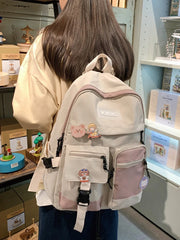 Teenage Girls Schoolbag Candy Patchwork Backpack Women Student Bag