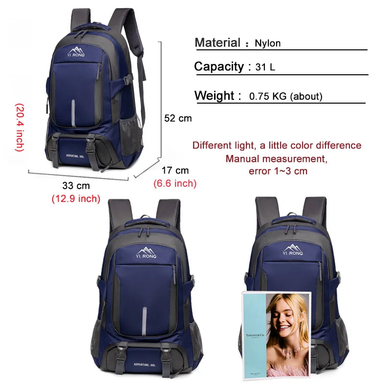 Waterproof College Student Backpack Men Large-capacity Hiking Back Pack