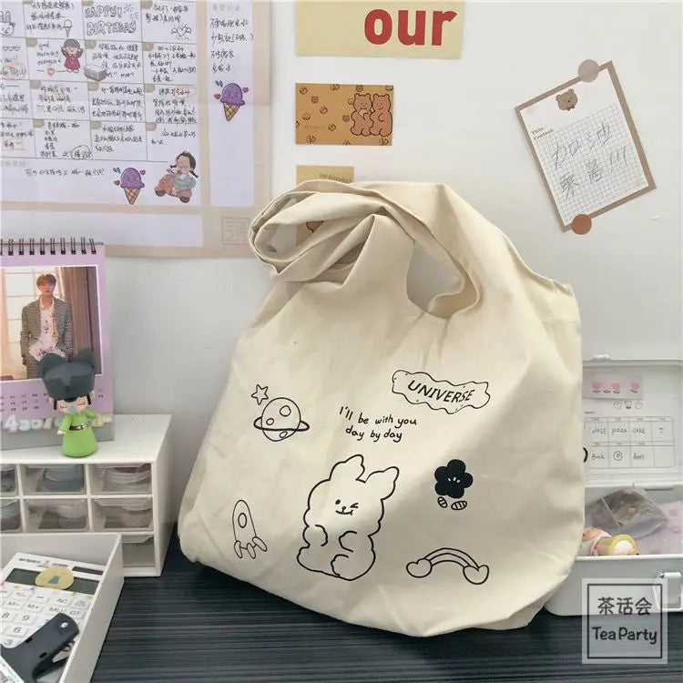 College Student Girls Shoulder Bag Women's Canvas Handbags Large Capacity