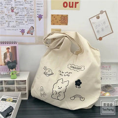 College Student Girls Shoulder Bag Women's Canvas Handbags Large Capacity