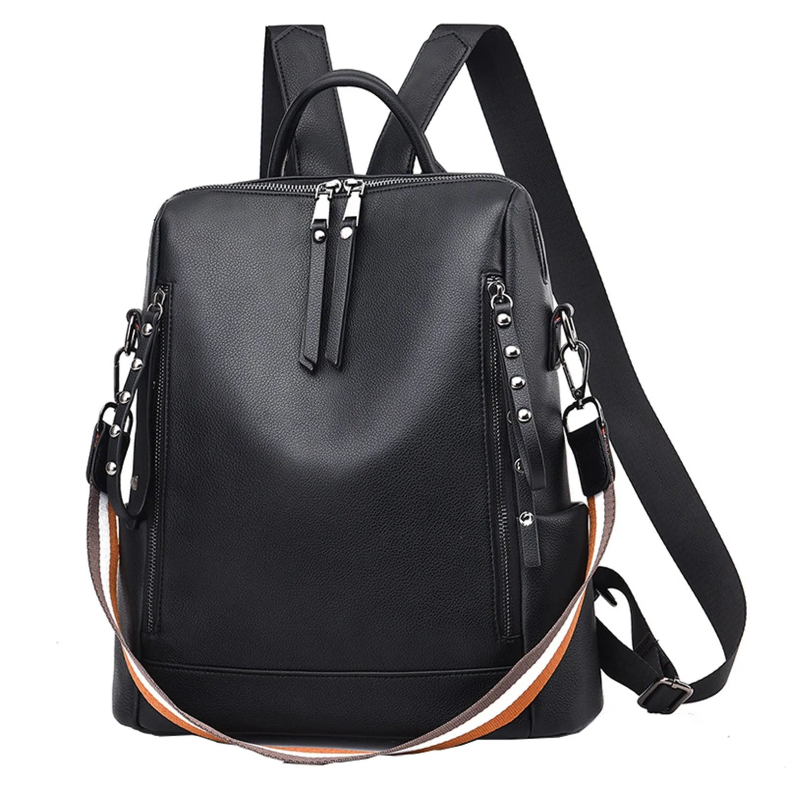 Casual Leather Backpack Waterproof Travel Rolling Backpack