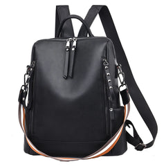 Casual Leather Backpack Waterproof Travel Rolling Backpack
