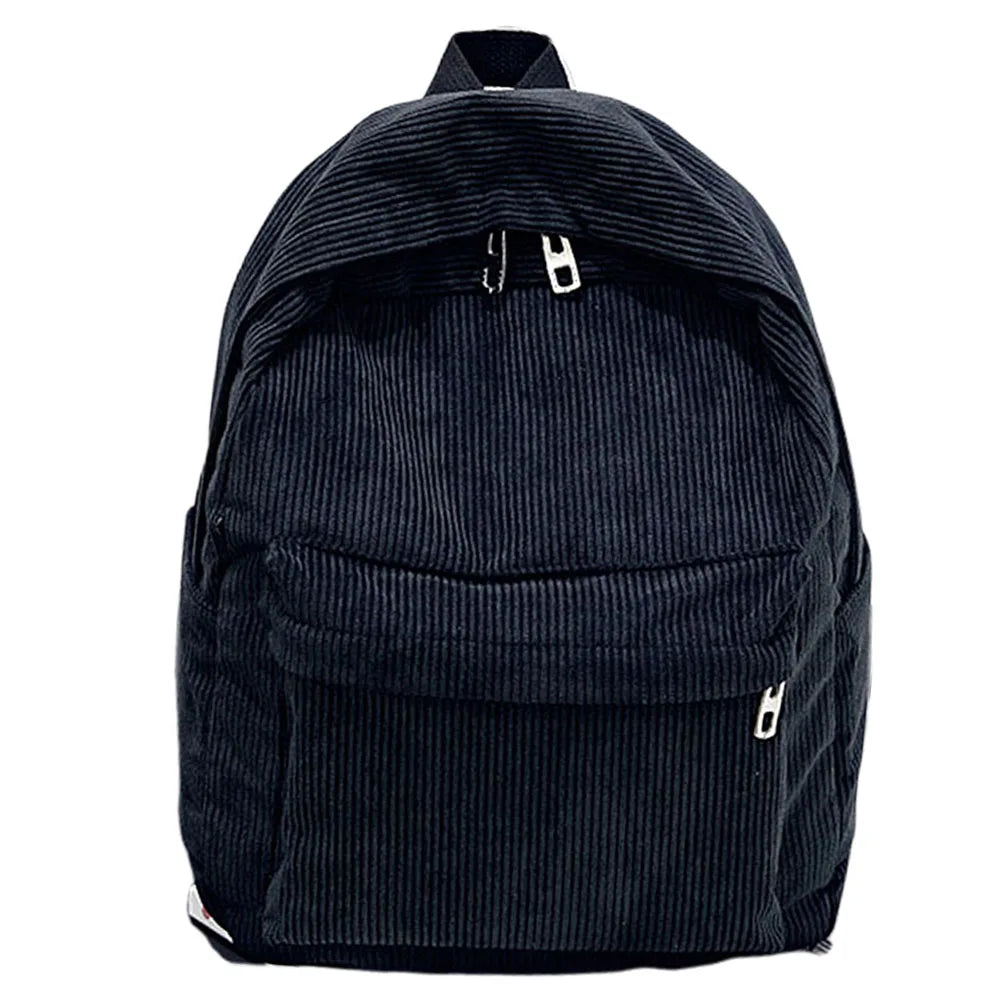 College Style Corduroy Backpack Large Capacity Student Backpack
