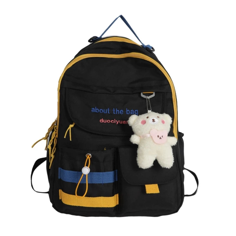 College Style Schoolbag with Many Pockets Waterproof Laptop Backpack