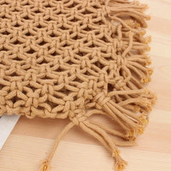 College Cotton Rope Net Bag Woven Bag Retro Portable Straw Beach Bag