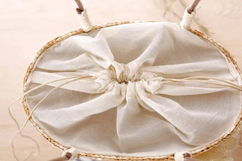 College Wind Delicate Linen Flower Bag Small Hand Bag Woven Travel