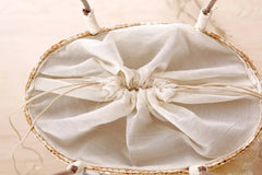 College Wind Delicate Linen Flower Bag Small Hand Bag Woven Travel