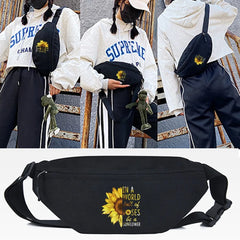 Chrysanthemum Print Waist Bags Men Chest Pack Casual Phone Pouch Women