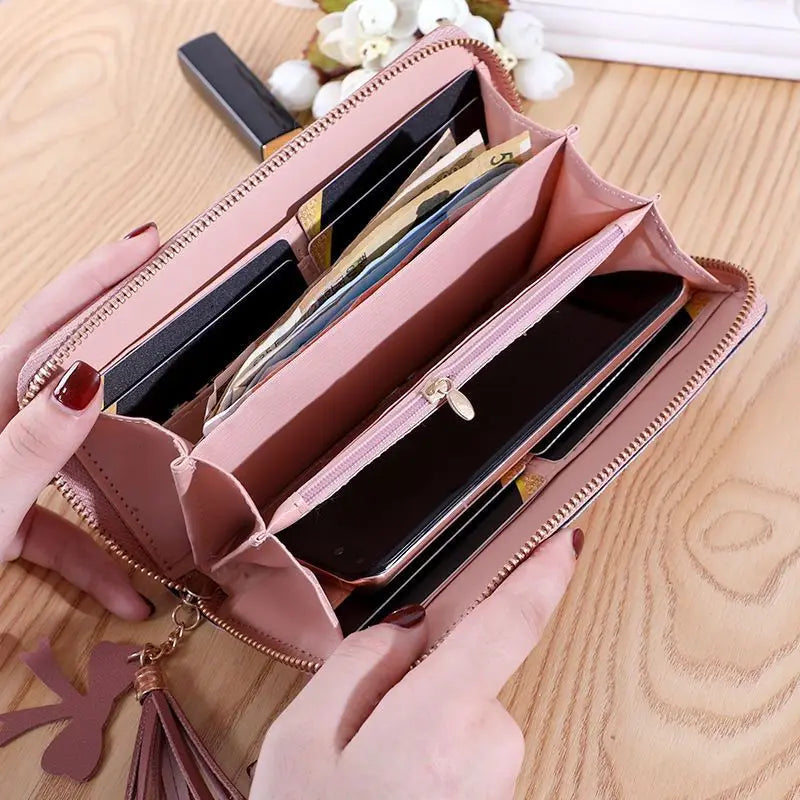 Frosted Sequins Long Wallet for Women Large-capacity