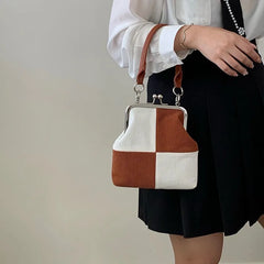 Chessboard Plaid Corduroy Bag Retro Shoulder Messenger Bag