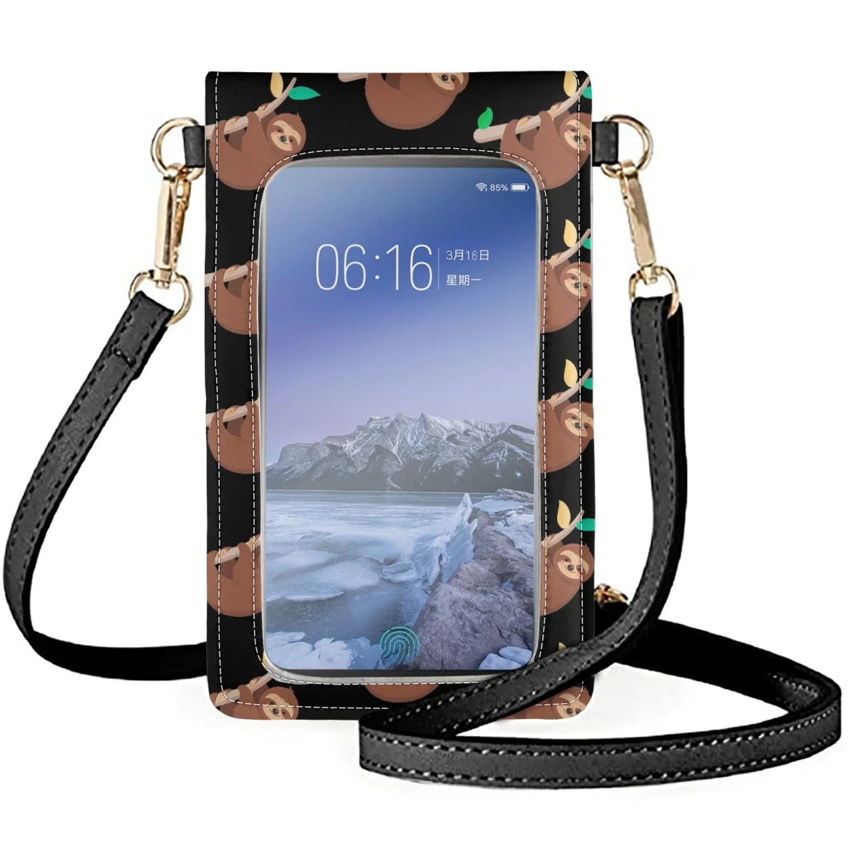 Coloranimal Sloth Cartoon Image Twig Ladies Mini Leather Wallet