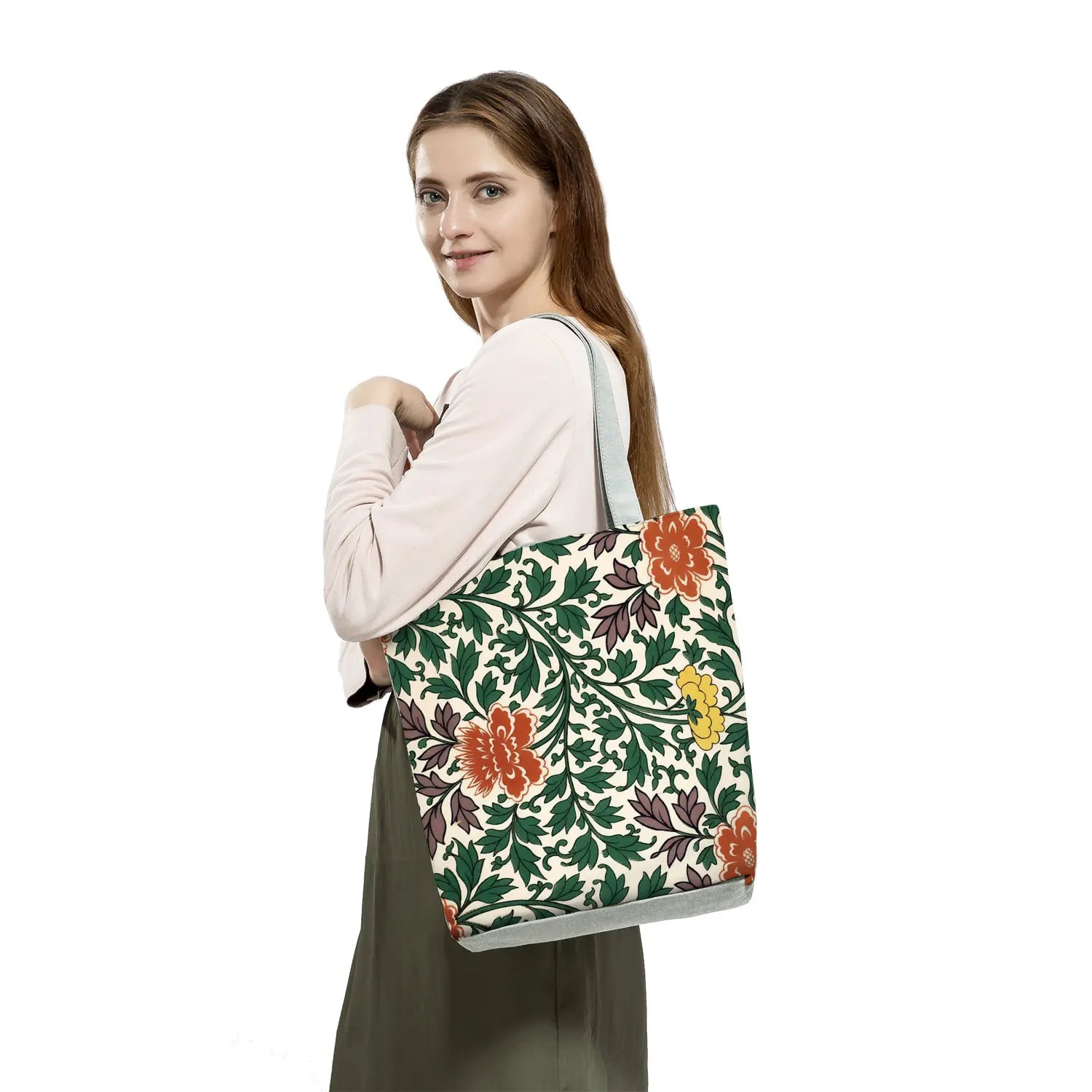 Floral Pattern Print Handbags Casual Women Shopping Tote Bags