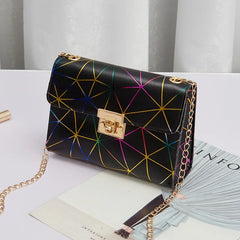 Geometric Small Square Shoulder Crossbody Bag Chain Flap Mobile Phone Purse