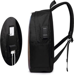 Geometric Square Backpack with USB Port for School Work