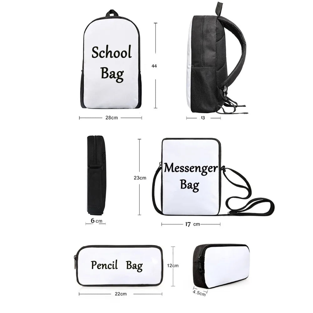 Colorful Mermaid Pattern School Bags Set for Kids