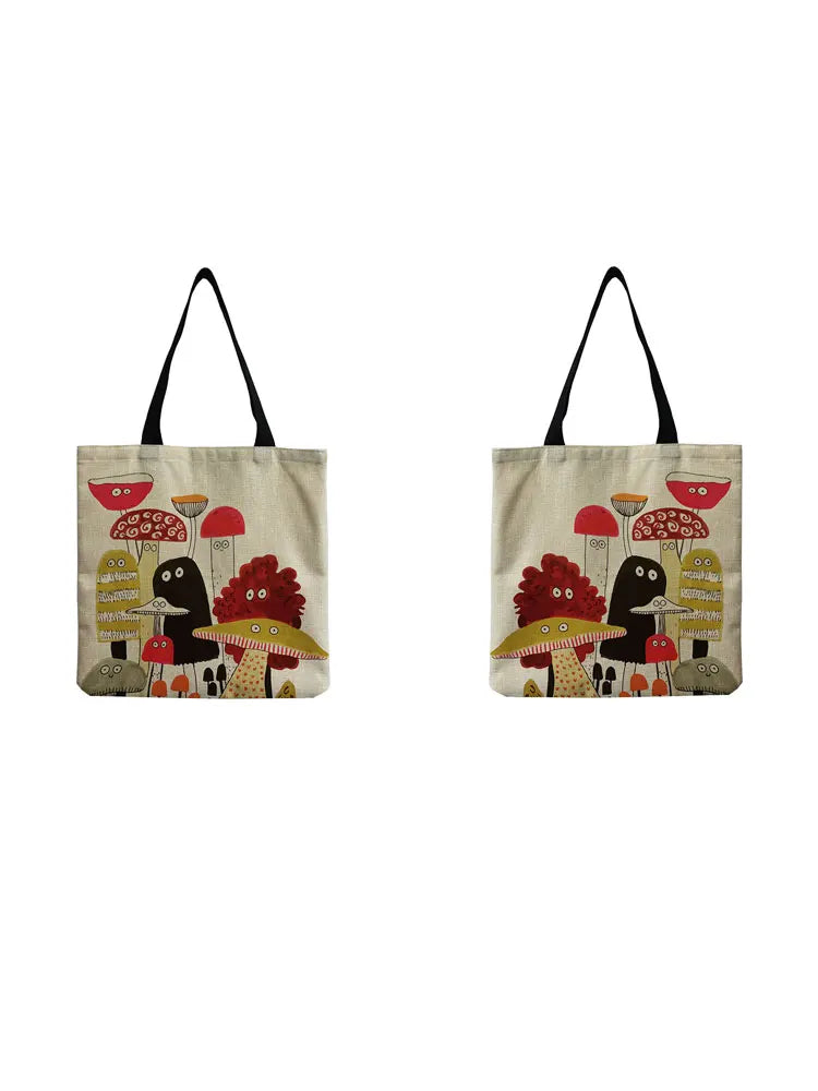 Colorful Mushroom Women Handbag Eco Reusable Foldable Bag
