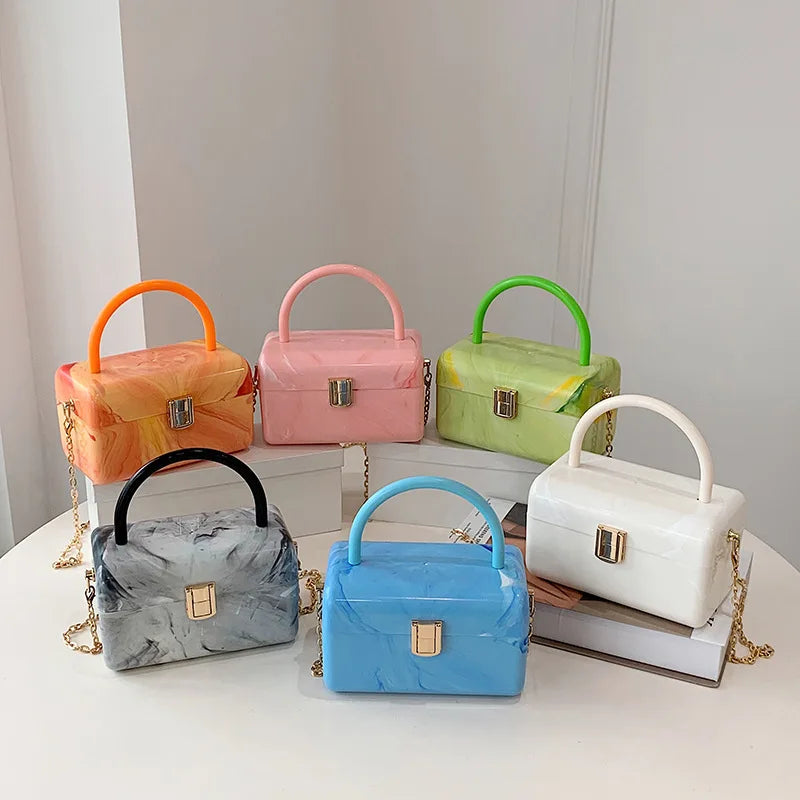 Colorful Pattern Small Women Square Bags Candy Portable Shoulder Messenger Bag