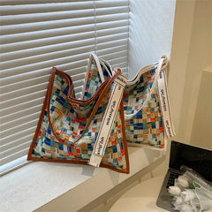 Colorful Printed Canvas Handbags Women Shoulder Bags Female Soft Environmental R