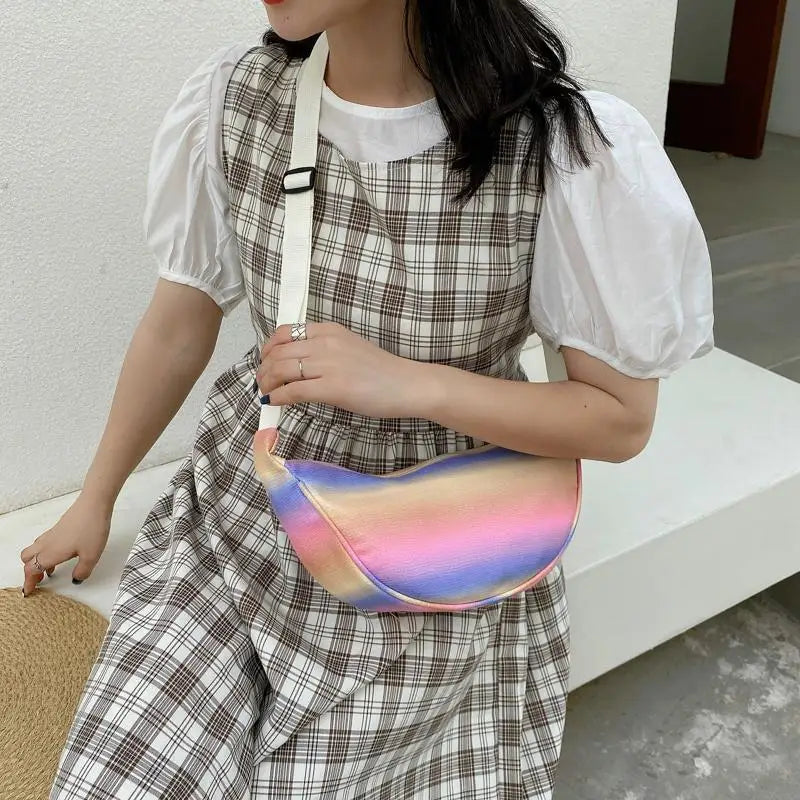 Colorful Striped Shoulder Bags Women Cross Body Bag Leisure Students Handbags