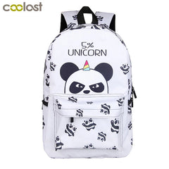 Colorful Unicorn Students Backpack Cartoon Panda Children School Bags Backpack